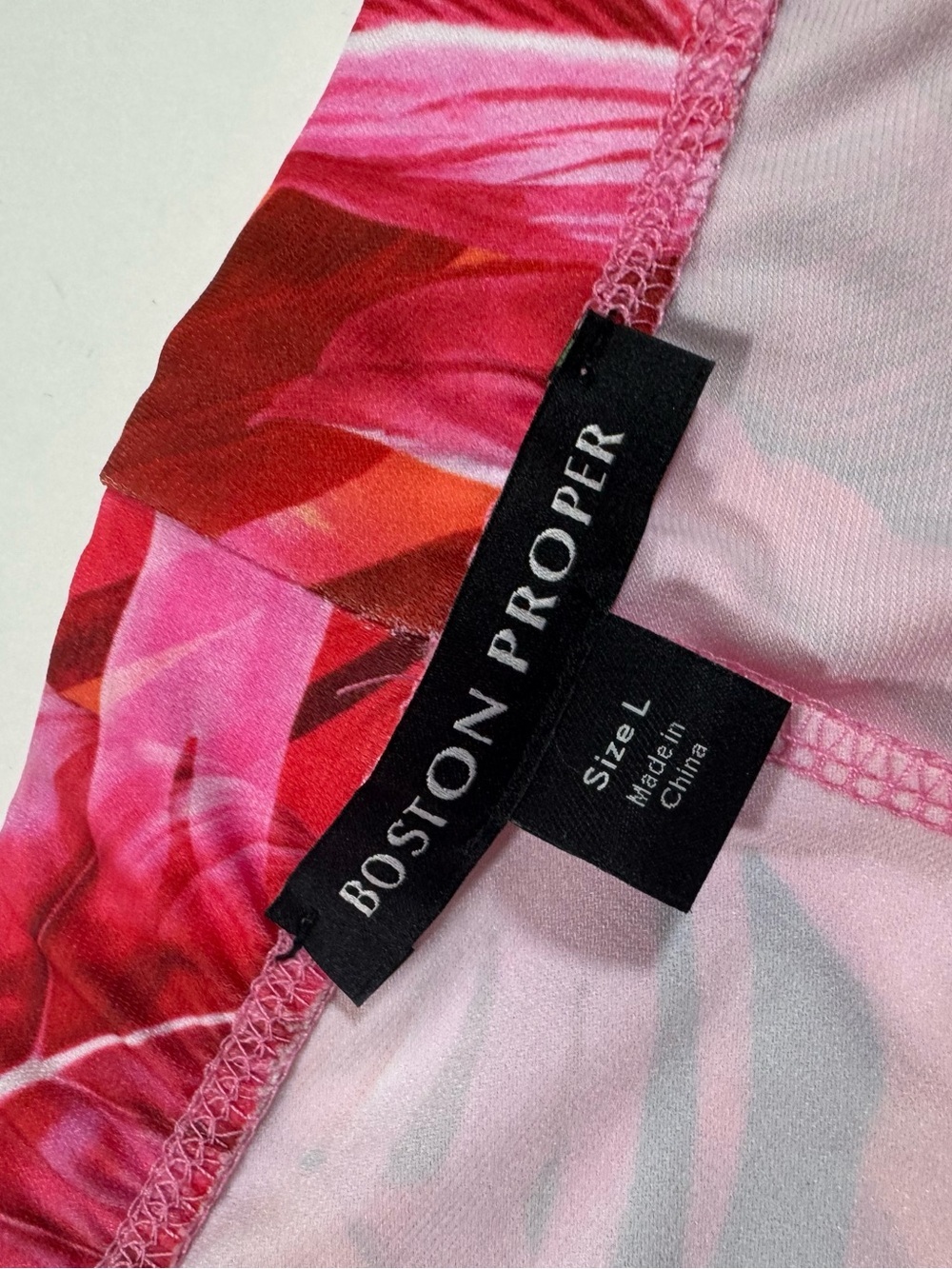 Boston Proper Pocket Palazzo Pants Red Pink Palm Print - Picture 4 of 9